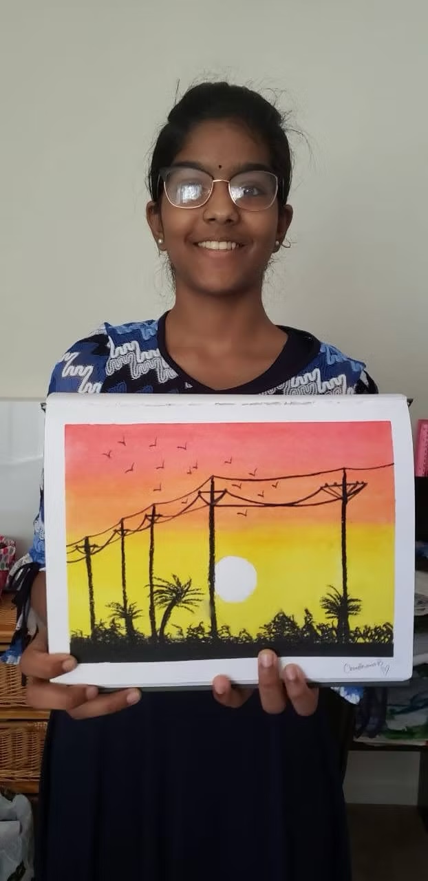 Teens learning painting